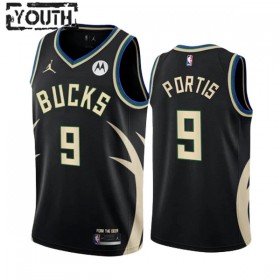 Dres Milwaukee Bucks Bobby Portis JR 9 Jordan 2022-23 Statement Edition Crno Swingman - Dječji
